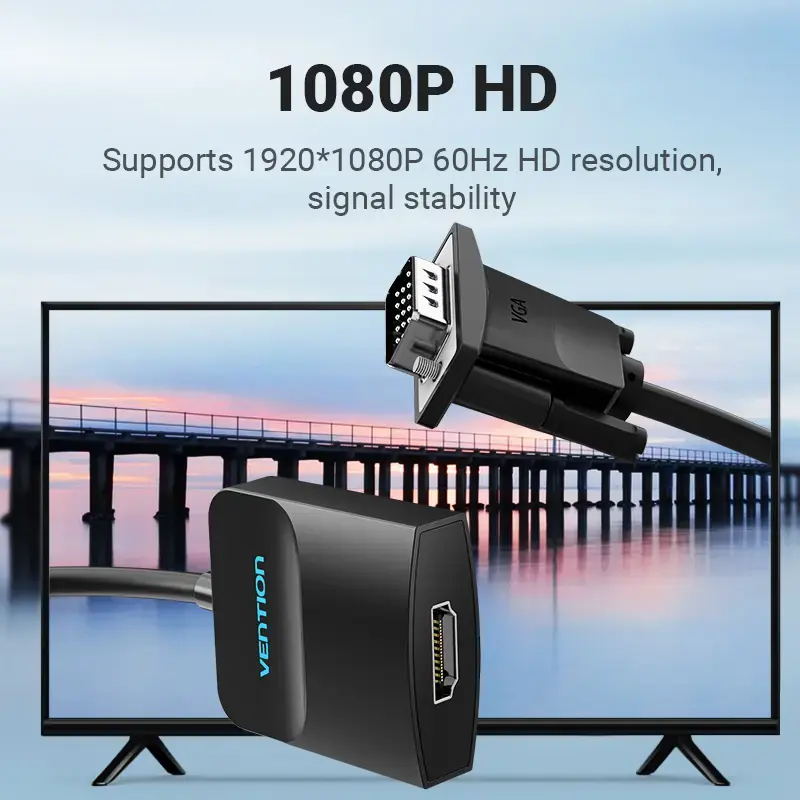 VGA zu HDMI Konverter Vention 0,15 m Schwarz VGA HDMI Mikro-USB Audio