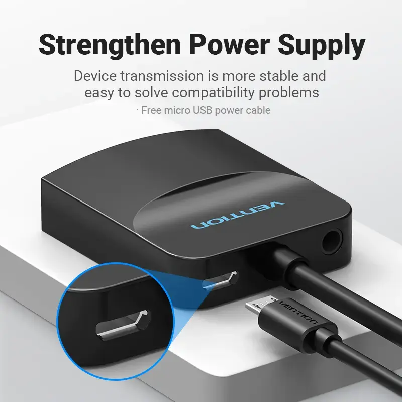 VGA zu HDMI Konverter Vention 0,15 m Schwarz VGA HDMI Mikro-USB Audio