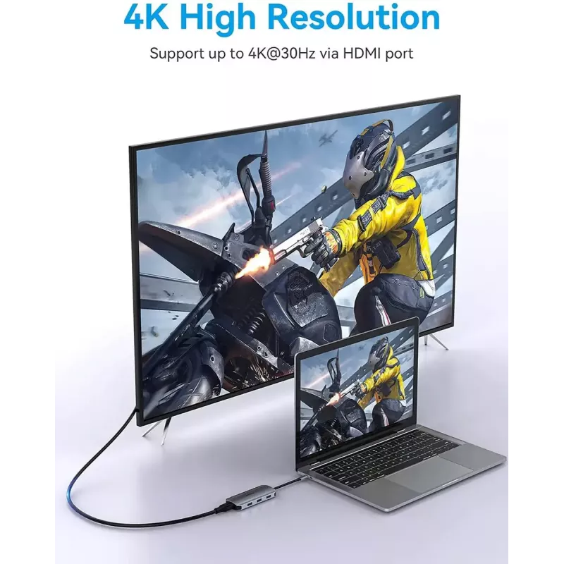 Docking Station Vention USB-C auf HDMI USB 3.0x3 SD TF PD 100W Grau