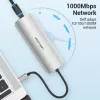 Dockingstation Vention Multifunktions-USB-C auf HDMI USB3.0x3 RJ45 SD TF TRRS 3,5mm PD 0,15M Grau Aluminiumlegierung