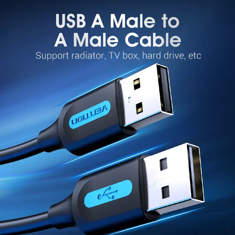 USB 2.0 A–A Kabel Vention 2 m, Schwarz PVC, USB A auf USB A, 0,48 Gbit/s