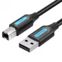 USB 2.0 A Stecker auf B Stecker Kabel 3 m — Vention — schwarz PVC, 480 Mbit/s, 2 A