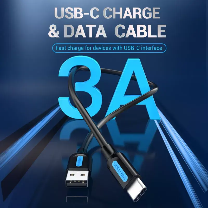Vention USB 2.0 A Stecker auf C Stecker 3A Kabel 0,5 m Schwarz