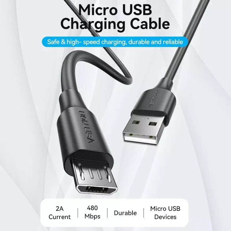 Vention USB 2.0 A Stecker auf Micro-B Stecker 2A Kabel 2M Schwarz