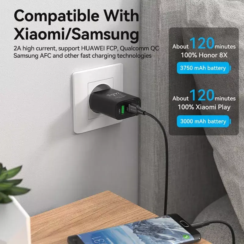 Vention USB 2.0 A Stecker auf Micro-B Stecker 2A Kabel 2M Schwarz