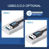 USB-A-auf-USB-A-Kabel Vention CONBD 0,5 m, USB 3.2 Gen 1 (5 Gbit/s), Schwarz