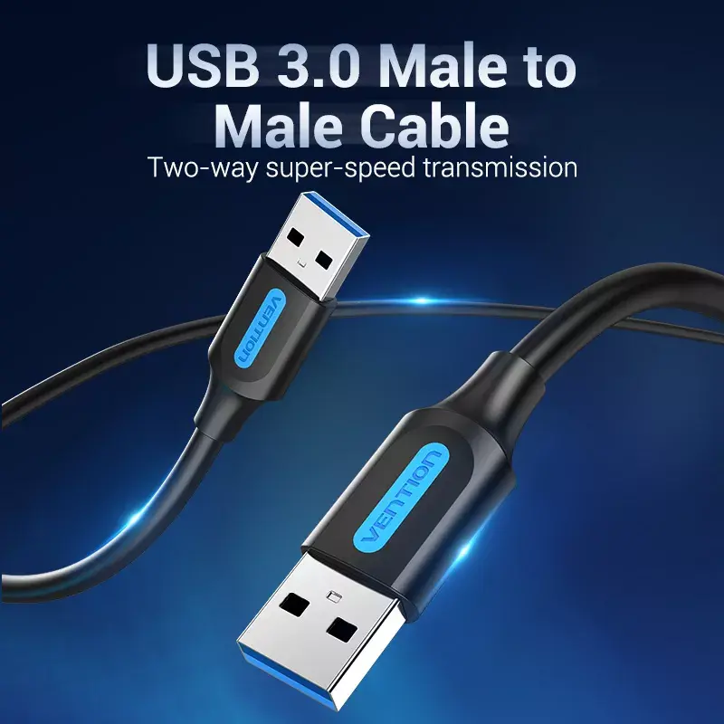 USB-A-auf-USB-A-Kabel Vention CONBD 0,5 m, USB 3.2 Gen 1 (5 Gbit/s), Schwarz