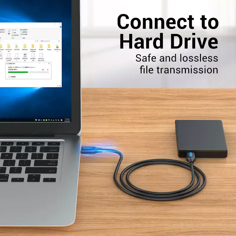 USB-A-auf-USB-A-Kabel Vention CONBD 0,5 m, USB 3.2 Gen 1 (5 Gbit/s), Schwarz