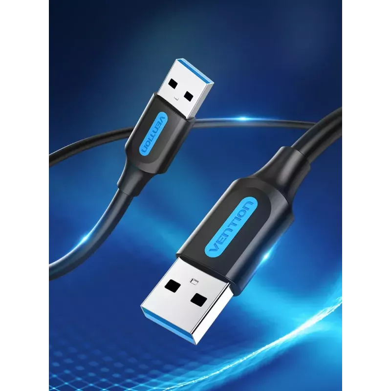 USB 3.0 A‑Stecker-auf-A‑Stecker Kabel 1,5 m — Vention, USB 3.2 Gen 1, Schwarz PVC