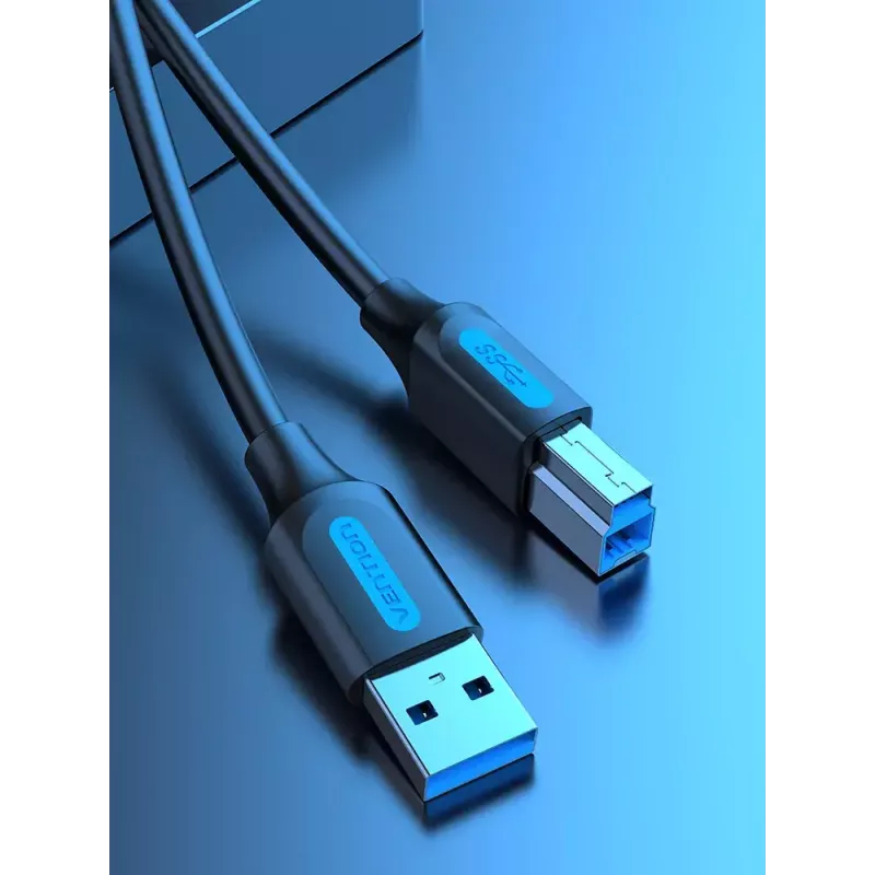 Vention USB 3.0 A auf B Kabel 3 m — USB 3.2 Gen 1 (5 Gbit/s), Schwarz, vernickelte Steckverbinder