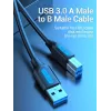 Vention USB 3.0 A auf B Kabel 3 m — USB 3.2 Gen 1 (5 Gbit/s), Schwarz, vernickelte Steckverbinder