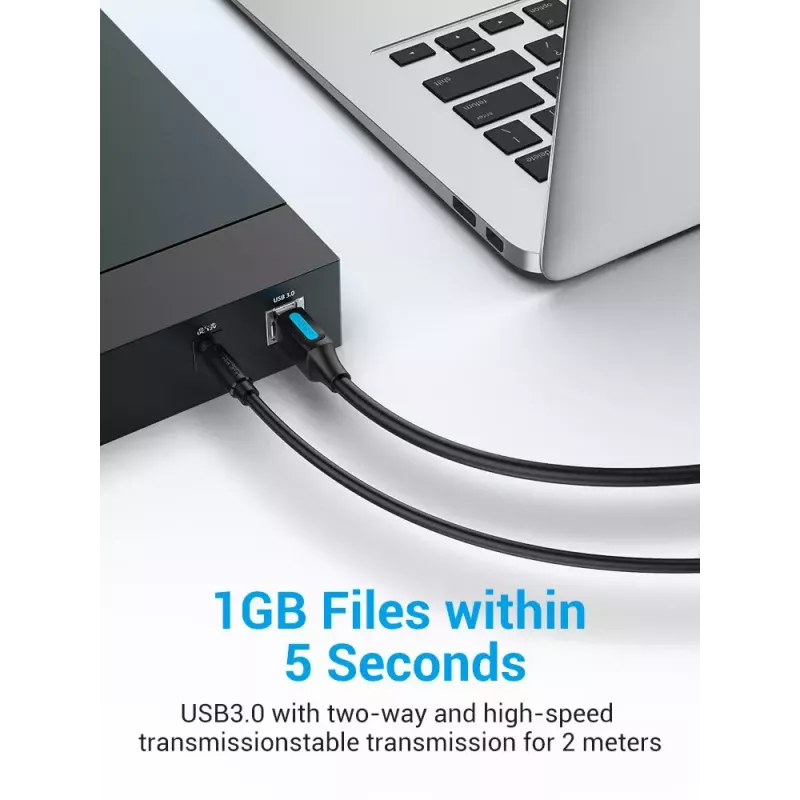 Vention USB 3.0 A auf B Kabel 3 m — USB 3.2 Gen 1 (5 Gbit/s), Schwarz, vernickelte Steckverbinder