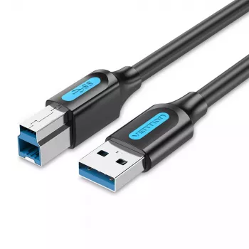 Vention USB 3.0 A auf B Kabel 3 m — USB 3.2 Gen 1 (5 Gbit/s), Schwarz, vernickelte Steckverbinder