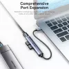 USB-Hub Vention CKOHB — 4-Port USB 3.2 Gen 1/USB 2.0 Hub, 0,15 m Kabel, grau Aluminium