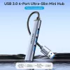 USB-Hub Vention CKOHB — 4-Port USB 3.2 Gen 1/USB 2.0 Hub, 0,15 m Kabel, grau Aluminium