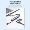 USB-Hub Vention CKOHB — 4-Port USB 3.2 Gen 1/USB 2.0 Hub, 0,15 m Kabel, grau Aluminium