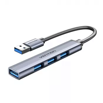USB-Hub Vention CKOHB — 4-Port USB 3.2 Gen 1/USB 2.0 Hub, 0,15 m Kabel, grau Aluminium
