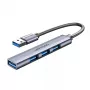 USB-Hub Vention CKOHB — 4-Port USB 3.2 Gen 1/USB 2.0 Hub, 0,15 m Kabel, grau Aluminium