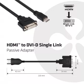 CLUB3D HDMI auf DVI Single Link Passiv-Adapter 0,40 m HDMI DVI