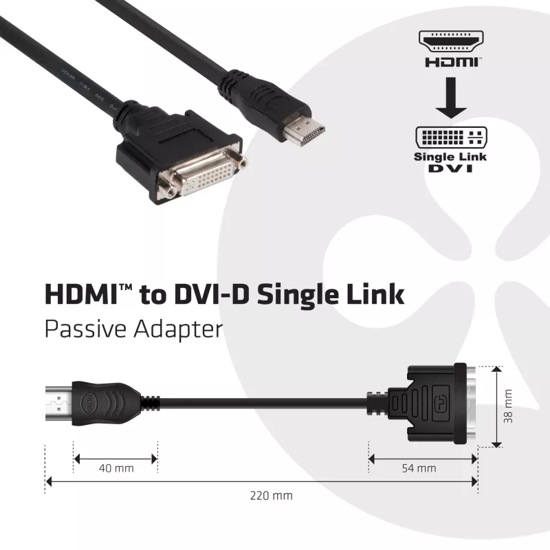 CLUB3D HDMI auf DVI Single Link Passiv-Adapter 0,40 m HDMI DVI