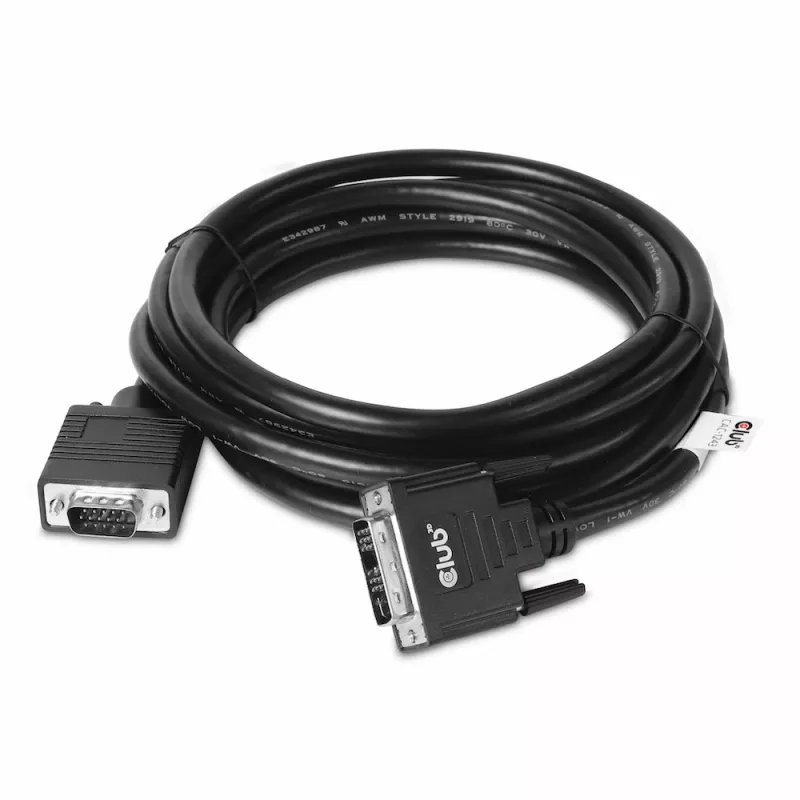 DVI-A-zu-VGA-Kabel M/M CLUB3D CAC-1243 3m 28 AWG Schwarz