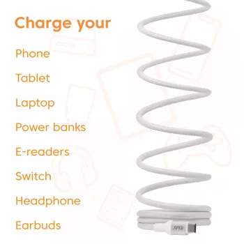 USB-C Magnetic-Coil-Kabel Club 3D CAC-3032 — weiß, Magnetspulen-Design für Laden und Datenübertragung