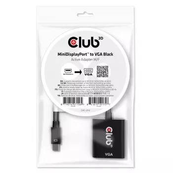 CLUB3D MiniDisplayPort™ auf VGA Schwarz Aktiver Adapter M/F