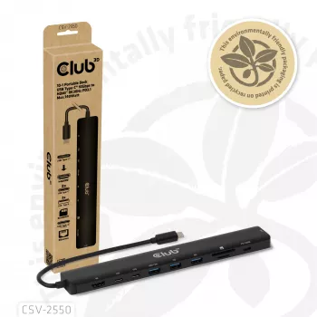 CLUB3D 10-1 Tragbares Dock USB Type-C® 10Gbps auf HDMI™ 8K30Hz PD3.1 max. 140 Watt