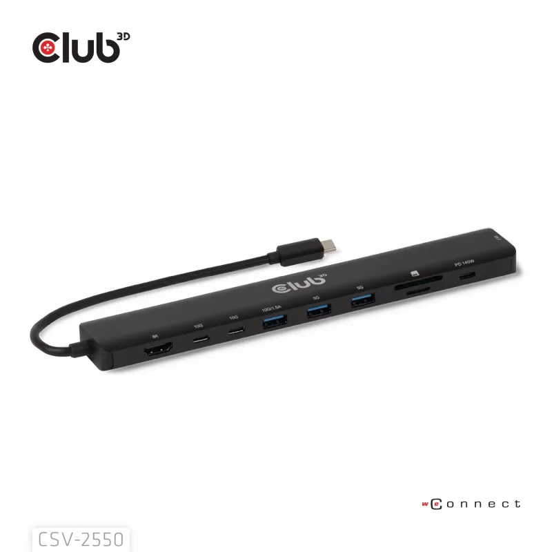 CLUB3D 10-1 Tragbares Dock USB Type-C® 10Gbps auf HDMI™ 8K30Hz PD3.1 max. 140 Watt