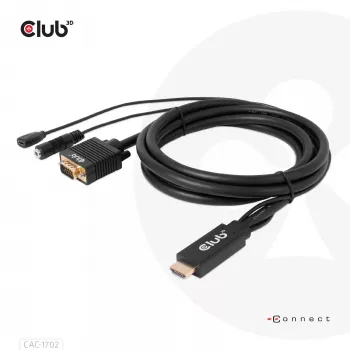 CLUB3D HDMI-zu-VGA-Kabel M/M 2m 28AWG
