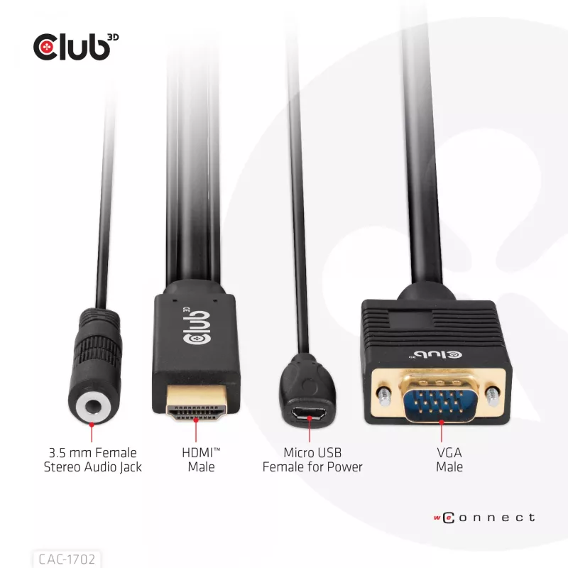 CLUB3D HDMI-zu-VGA-Kabel M/M 2m 28AWG