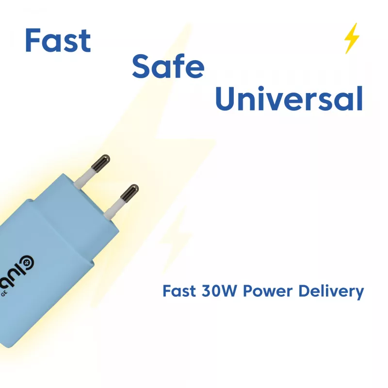 CLUB3D 2-Pack USB-C-Ladegerät 30 Watt Weiß, Innenbereich, AC, Blau