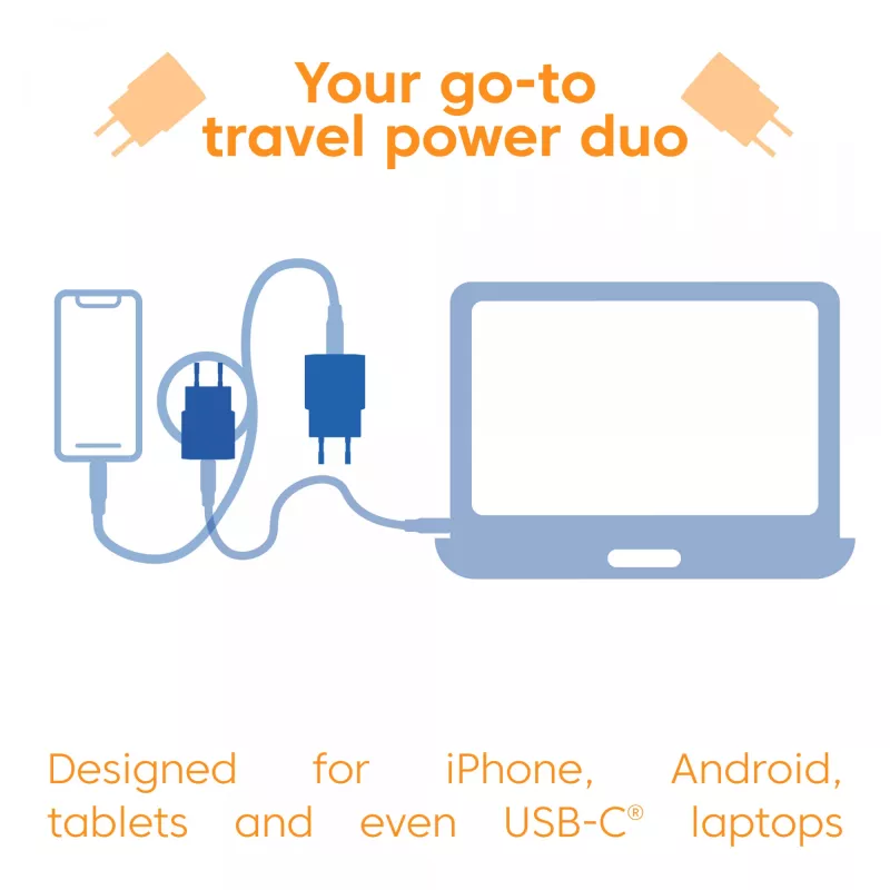 CLUB3D 2-Pack USB-C-Ladegerät 30 Watt Weiß, Innenbereich, AC, Blau