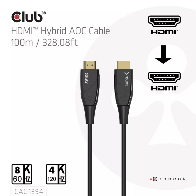CLUB3D CAC-1394 Ultra High Speed AOC-Kabel 4K120Hz/8K60Hz Unidirektional M/M 100m
