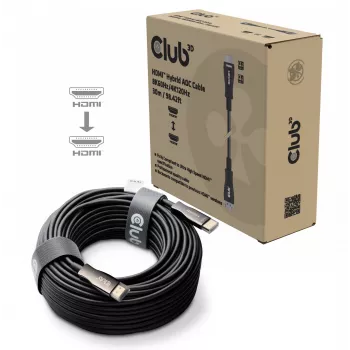 CLUB3D HDMI™ Hybrid AOC Kabel 8K60Hz/4K120Hz 30m / 98,42 ft, 30 m, HDMI Typ A (Standard), HDMI Typ A (Standard), 48 Gbit/s, Schwarz