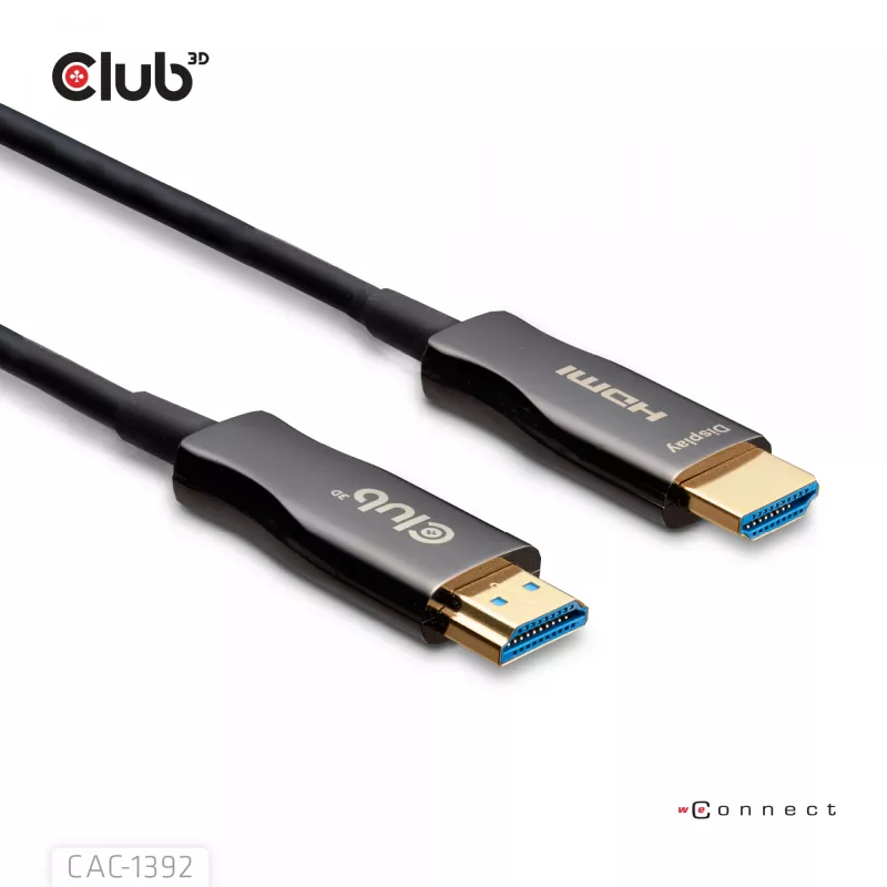CLUB3D HDMI™ Hybrid AOC Kabel 8K60Hz/4K120Hz 30m / 98,42 ft, 30 m, HDMI Typ A (Standard), HDMI Typ A (Standard), 48 Gbit/s, Schwarz