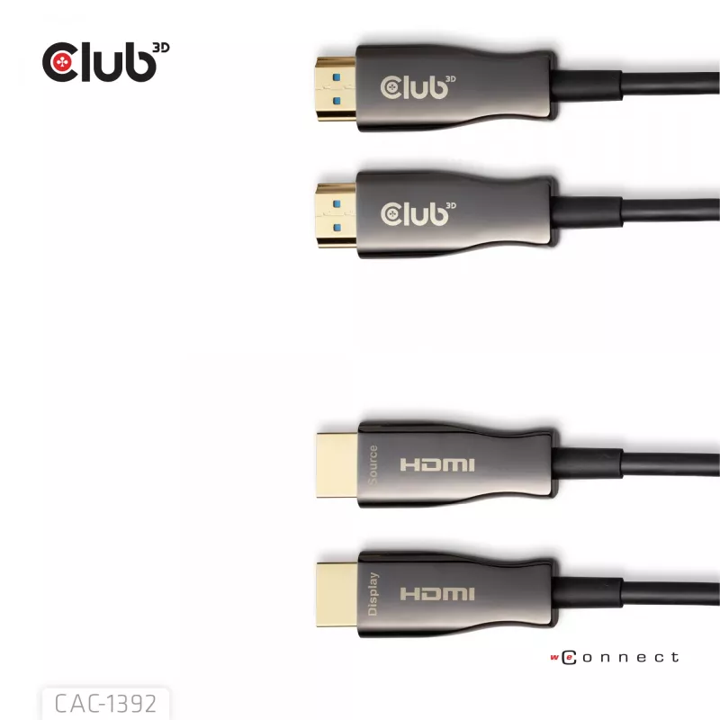 CLUB3D HDMI™ Hybrid AOC Kabel 8K60Hz/4K120Hz 30m / 98,42 ft, 30 m, HDMI Typ A (Standard), HDMI Typ A (Standard), 48 Gbit/s, Schwarz