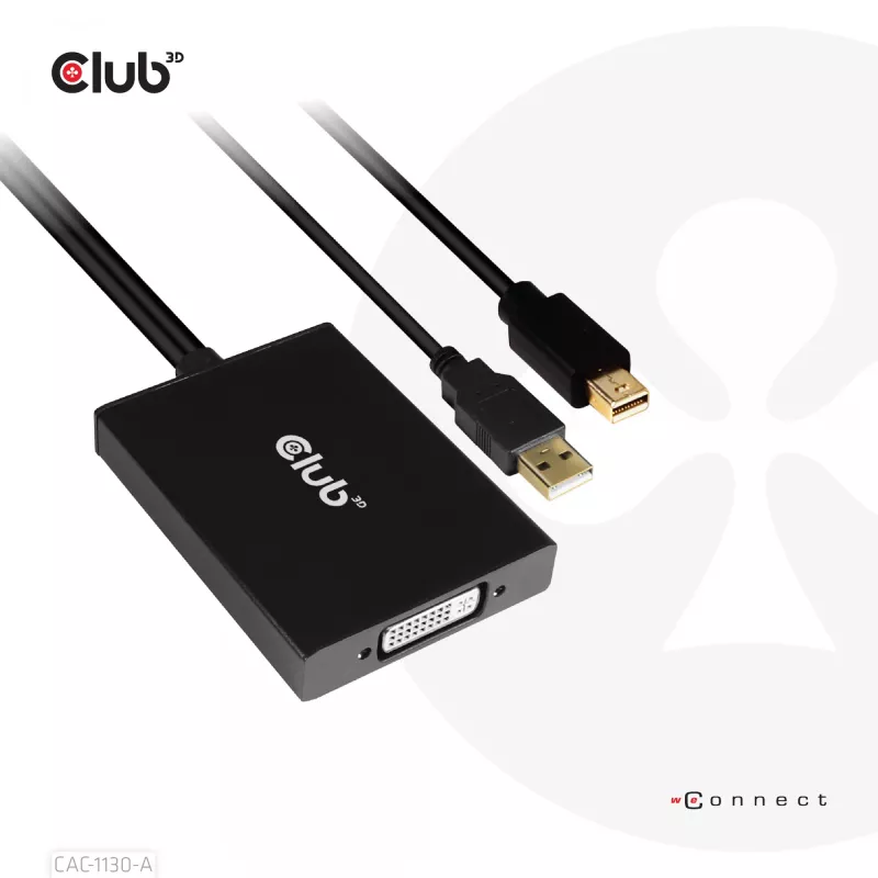 CLUB3D Mini DisplayPort auf Dual Link DVI, HDCP OFF Version für Apple Cinema Displays Aktiver Adapter