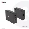 CLUB3D Reiseladegerät 132W GaN-Technologie, vier Ports USB Typ-A und -C, Power Delivery (PD) 3.0 Unterstützung