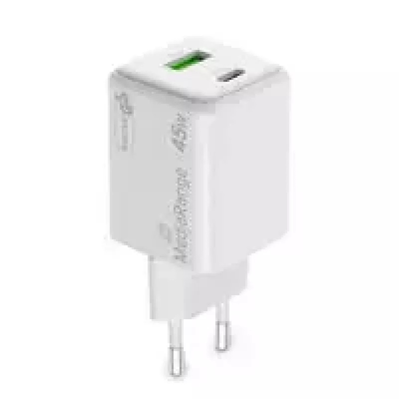 MediaRange MRMA113-2 USB-C 45W AC Indoor-Ladegerät für Smartphone und Tablet, Weiß, Eingang 100–240 V