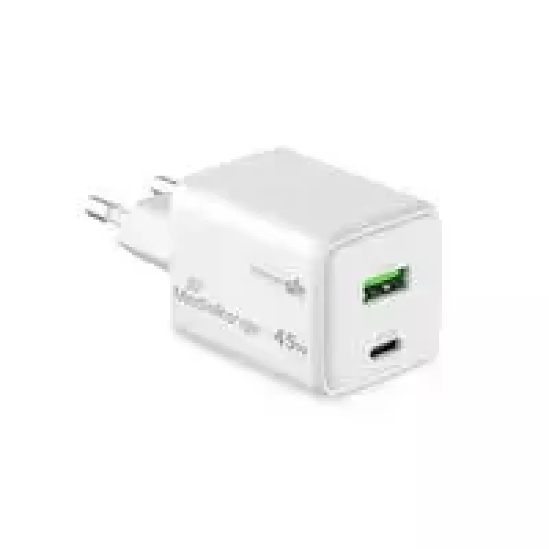 MediaRange MRMA113-2 USB-C 45W AC Indoor-Ladegerät für Smartphone und Tablet, Weiß, Eingang 100–240 V