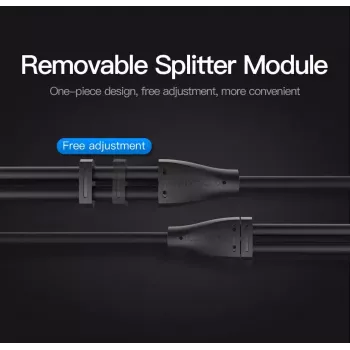 Vention 3,5mm Klinkenstecker auf 2x 3,5mm Klinkenbuchse Stereo-Splitterkabel 0,3m Schwarz ABS