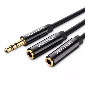 Vention 3,5mm Klinkenstecker auf 2x 3,5mm Klinkenbuchse Stereo-Splitterkabel 0,3m Schwarz ABS