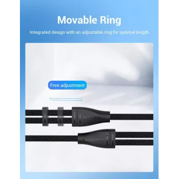 Audio-Adapterkabel Vention 2×3,5 mm Stecker auf 4‑polige 3,5 mm Buchse, 0,3 m, schwarz