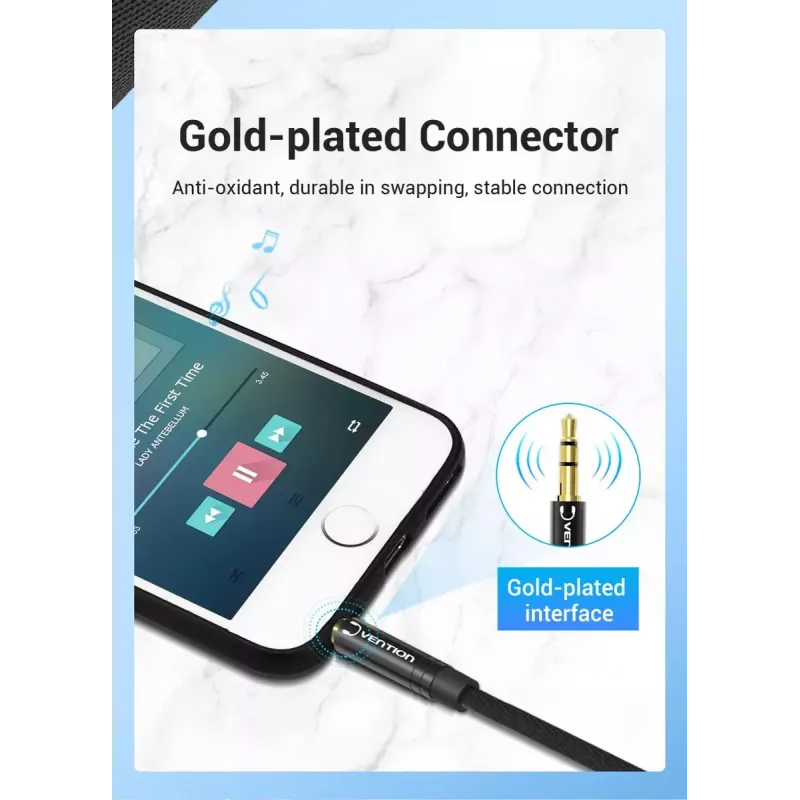 Audio-Adapterkabel Vention 2×3,5 mm Stecker auf 4‑polige 3,5 mm Buchse, 0,3 m, schwarz