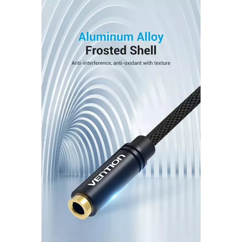 Audio-Adapterkabel Vention 2×3,5 mm Stecker auf 4‑polige 3,5 mm Buchse, 0,3 m, schwarz
