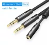 Audio-Adapterkabel Vention 2×3,5 mm Stecker auf 4‑polige 3,5 mm Buchse, 0,3 m, schwarz