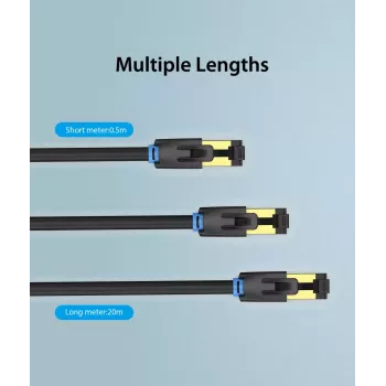 Vention Cat.8 SFTP Patchkabel 0,5 m Schwarz RJ-45 Goldbeschichtung