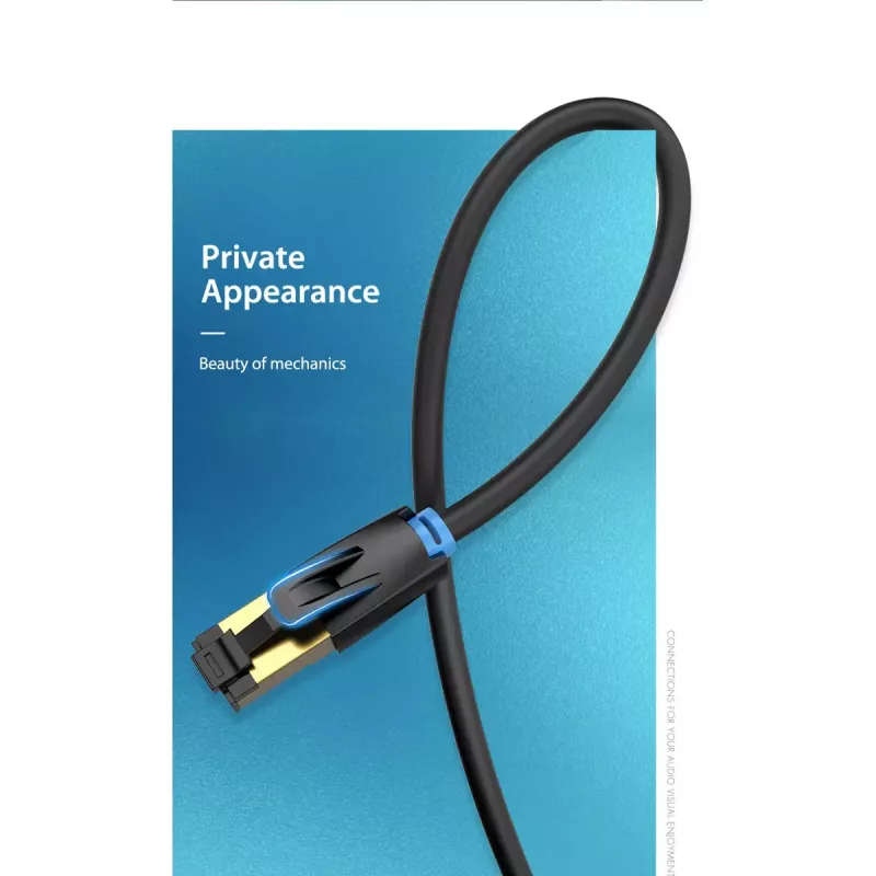 Vention Cat.8 SFTP Patchkabel 0,5 m Schwarz RJ-45 Goldbeschichtung