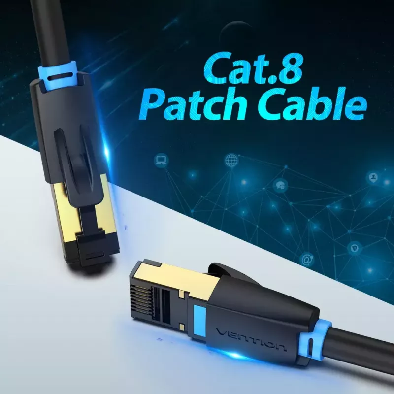 Vention Cat.8 SFTP Patchkabel 0,5 m Schwarz RJ-45 Goldbeschichtung